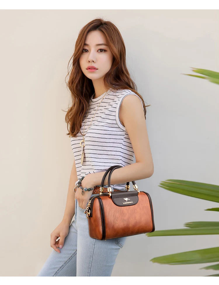 Super High-Quality Leather Top Handle Purse | Shell Bag & Fashionable Handbag Luxegan
