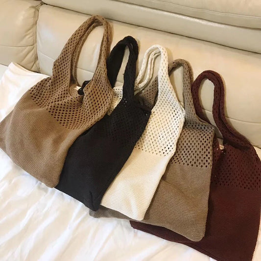 Vintage Hollow Woven Shoulder Bag | Large Capacity Tote & Summer Beach Purse Luxegan
