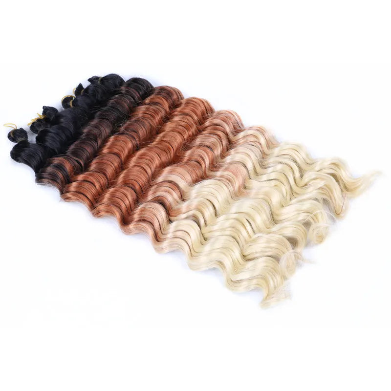 20" Deep Curly Crochet Braiding Hair | Deep Wave Bulk Synthetic Braid Extensions | 23 Colors