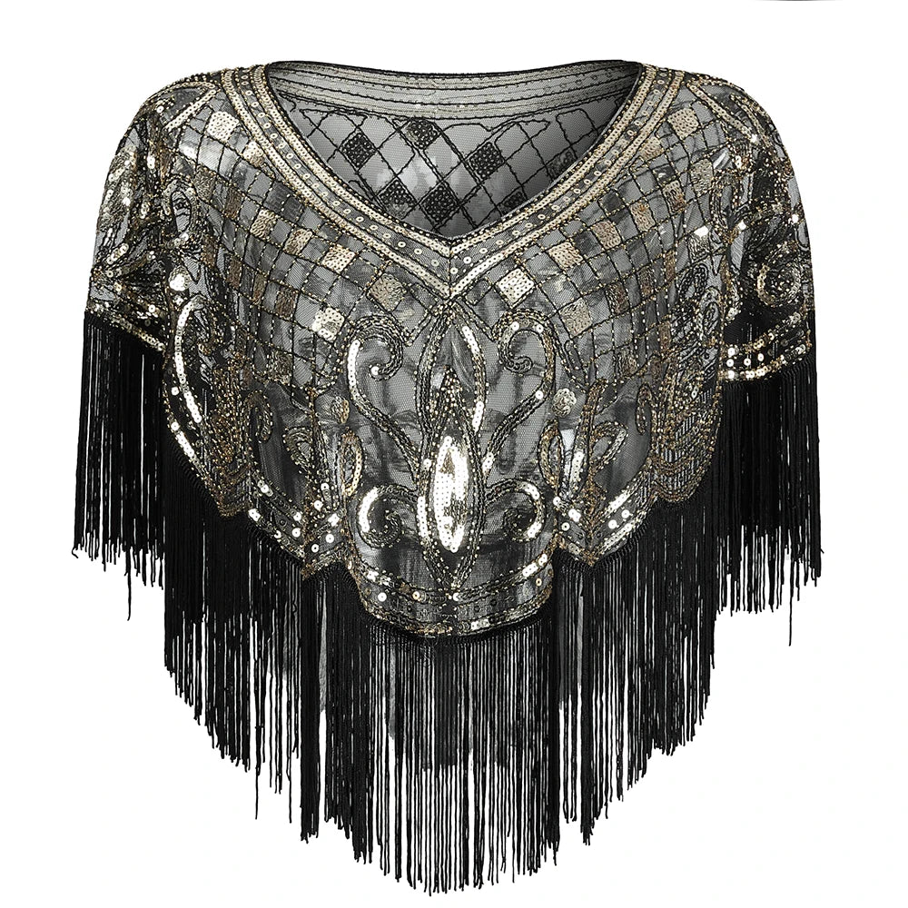 Vintage Sequin Full Fringed Flapper Dress | Roaring 20s Great Gatsby Party Gown | Plus Size XS-4XL Summer Knit Knee-Length Dress