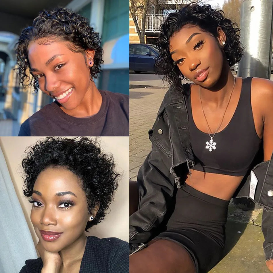 Vibrant Orange Pixie Cut Short Bob Wig - 13x4 Transparent Lace Frontal Human Hair Wig - French Curl Pre-Plucked Brazilian Remy Hair Wig for Women (6 Inch, Glueless) Luxegan