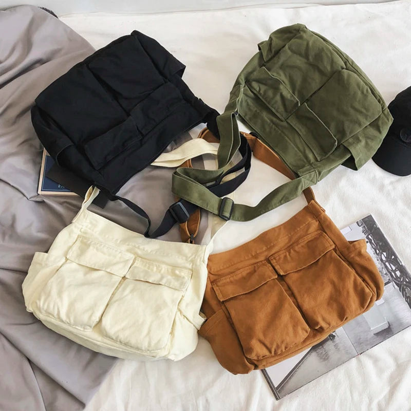 Women’s Vintage Canvas Shoulder Tote | Versatile Teenager Messenger Bag | Ladies' Casual Handbag & Crossbody Purse Luxegan