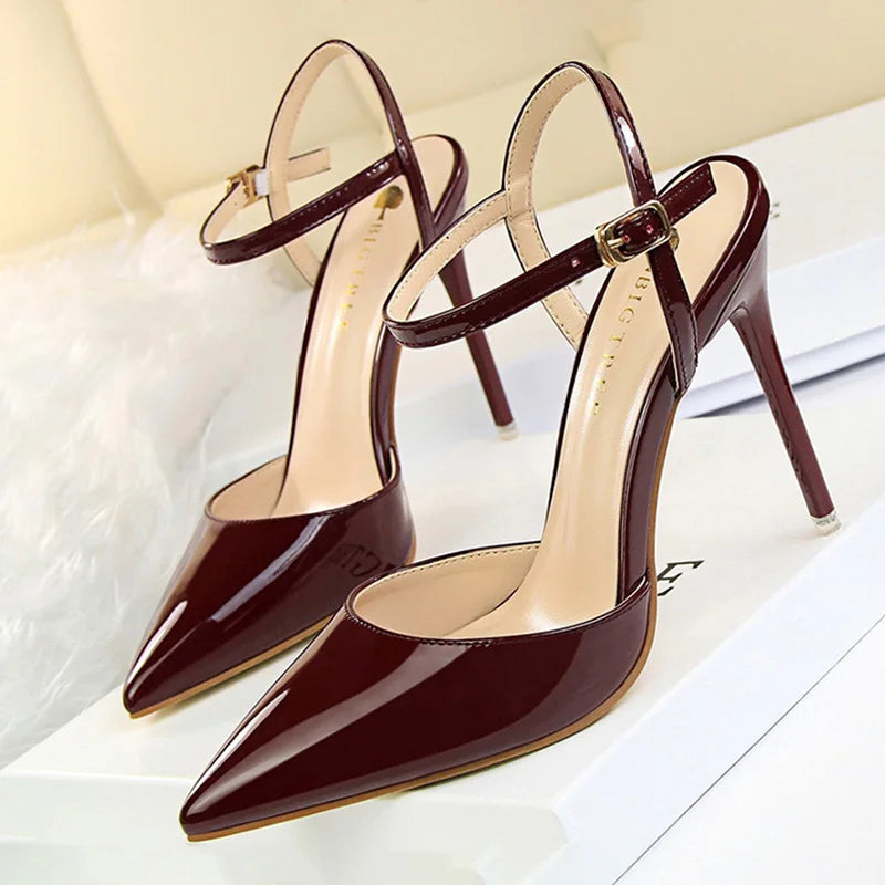Metallic Patent Leather Stiletto Pumps | Sophisticated Blue & Silver Pointed Toe Heels | Elegant "Super High" Party Sandals | "Dignified" Shallow Mouth Stilettos for Radiant Versatile Styling Luxegan
