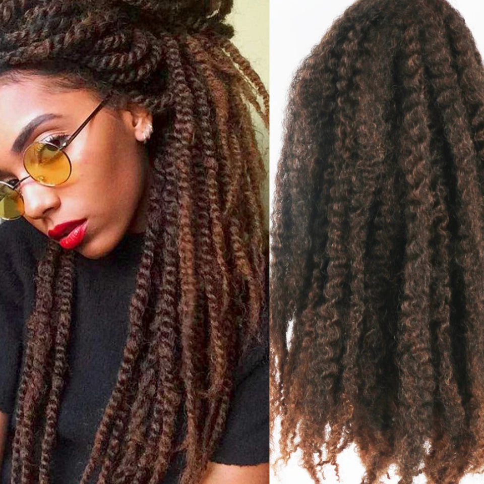 18-Inch Afro Kinky Marley Crochet Braiding Hair - Ombre Synthetic Crochet Braids Hair Extensions - High Temperature Fiber Marley Twist Hair for Protective Styles (30 Strands/Pack, 100g) Luxegan