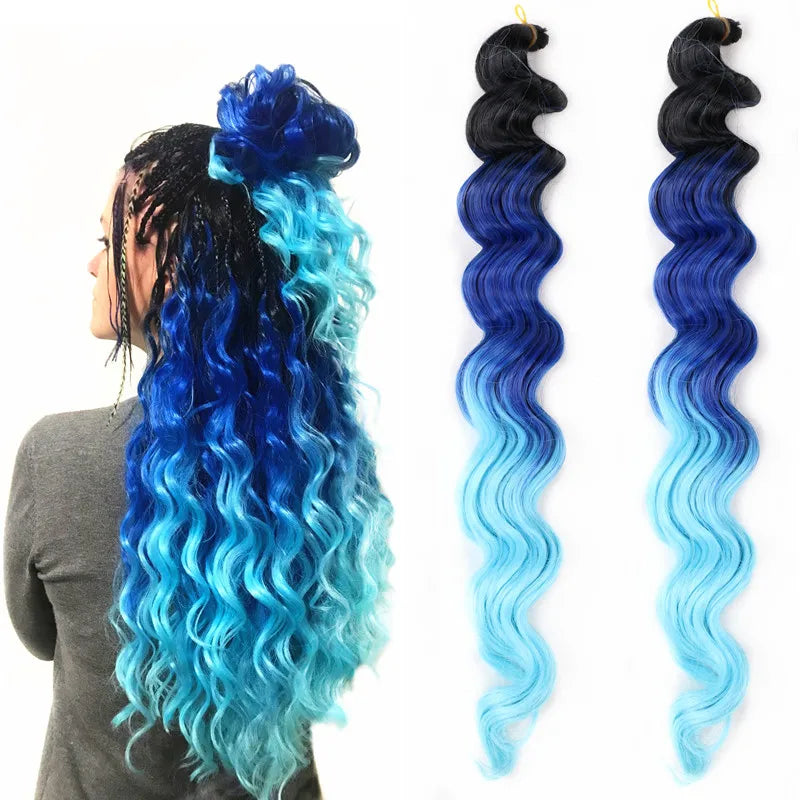 20" Deep Curly Crochet Braiding Hair | Deep Wave Bulk Synthetic Braid Extensions | 23 Colors
