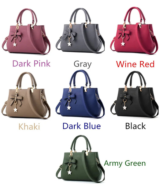 Elegant Women’s Messenger Bag with Flower Pendant | Office Ladies’ Pure Handbag & Satchel | Fashionable