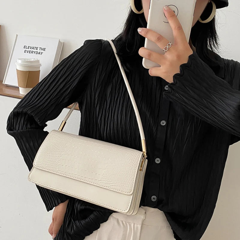 Small Soft PU Leather Handbag | Vintage Armpit Shoulder Bag Luxegan
