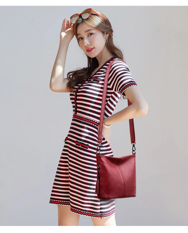 New Luxury Women’s Shoulder Crossbody Bag | High-Quality PU Leather Messenger Purse | Fashionable Casual Tote with Tassel Detail Luxegan