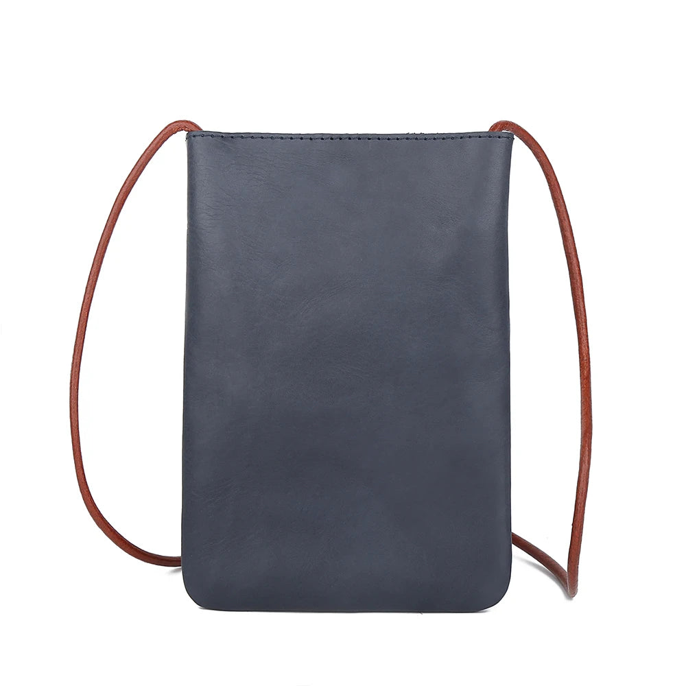 Soft Genuine Leather Phone Pouch | Simple Flap Crossbody Messenger Bag Luxegan