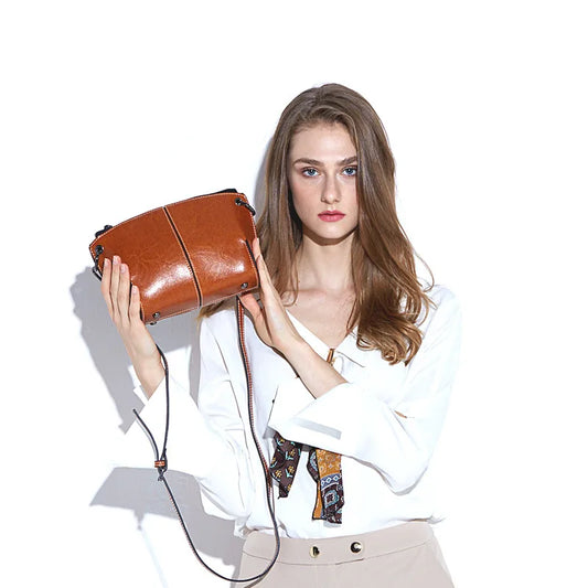 Vintage Mini Box Cowhide Tote | Genuine Suede Leather Crossbody Luxegan