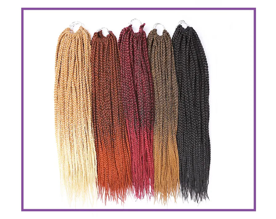 Box Braids Crochet Hair 16 & 20in – Ombre Synthetic Braiding Hair | 7 Colors | 1–9 Pcs Luxegan