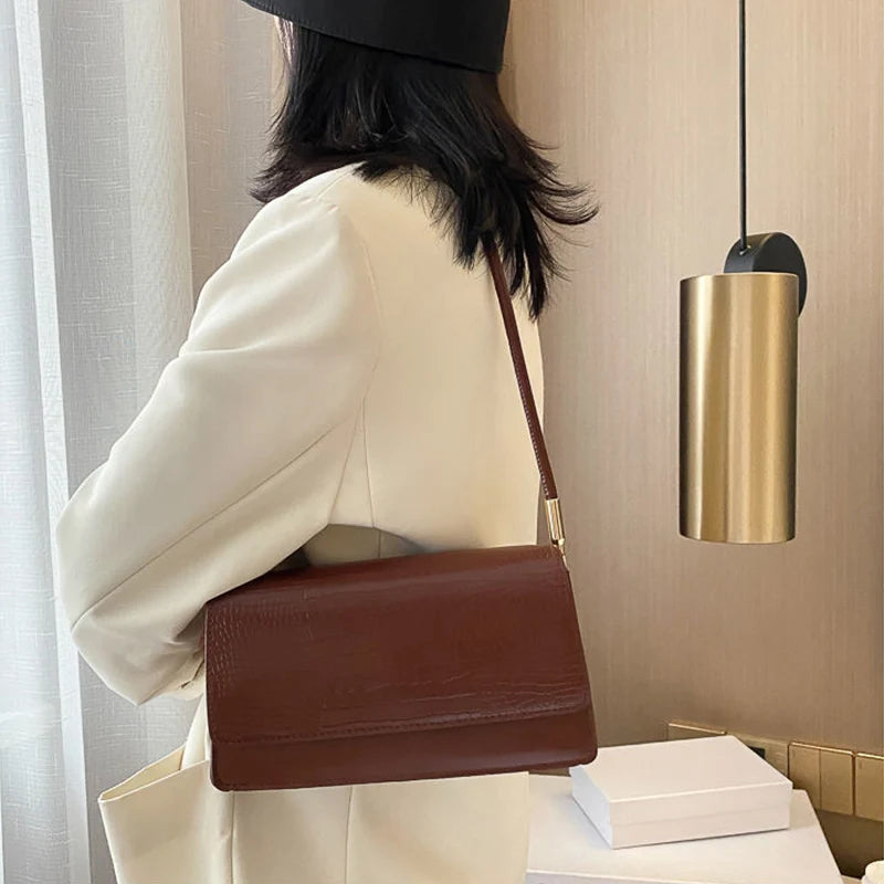 Small Soft PU Leather Handbag | Vintage Armpit Shoulder Bag Luxegan