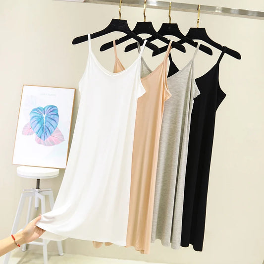 Satin Camisole Slip Dress | O-Neck Spaghetti Strap A-Line Beach & Casual Dress Luxegan