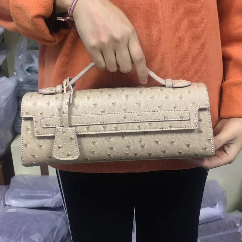 Classic Elegant Ostrich Women's Clutch Bag | Python Handbag, Tote & Messenger Bag Luxegan