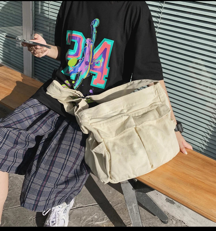 Women’s Vintage Canvas Shoulder Tote | Versatile Teenager Messenger Bag | Ladies' Casual Handbag & Crossbody Purse Luxegan