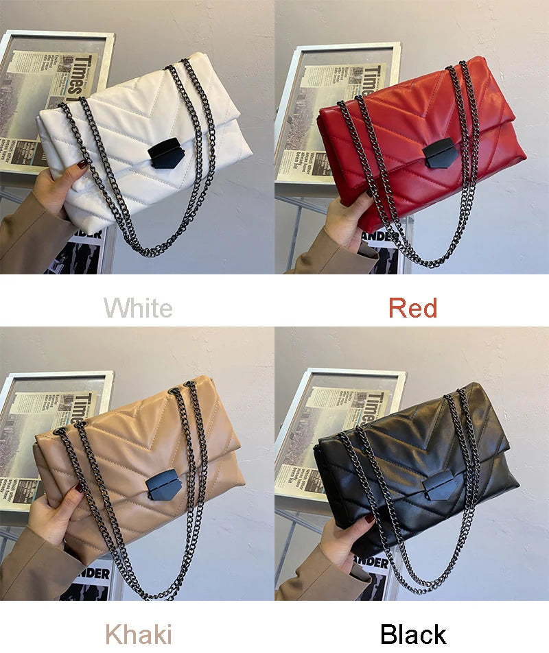 Luxury Chains Shoulder Bag for Women | PU Leather Armpit Bag & Fashion Messenger (Small Flap Crossbody Bag, Lady Shopping Pouch) Luxegan