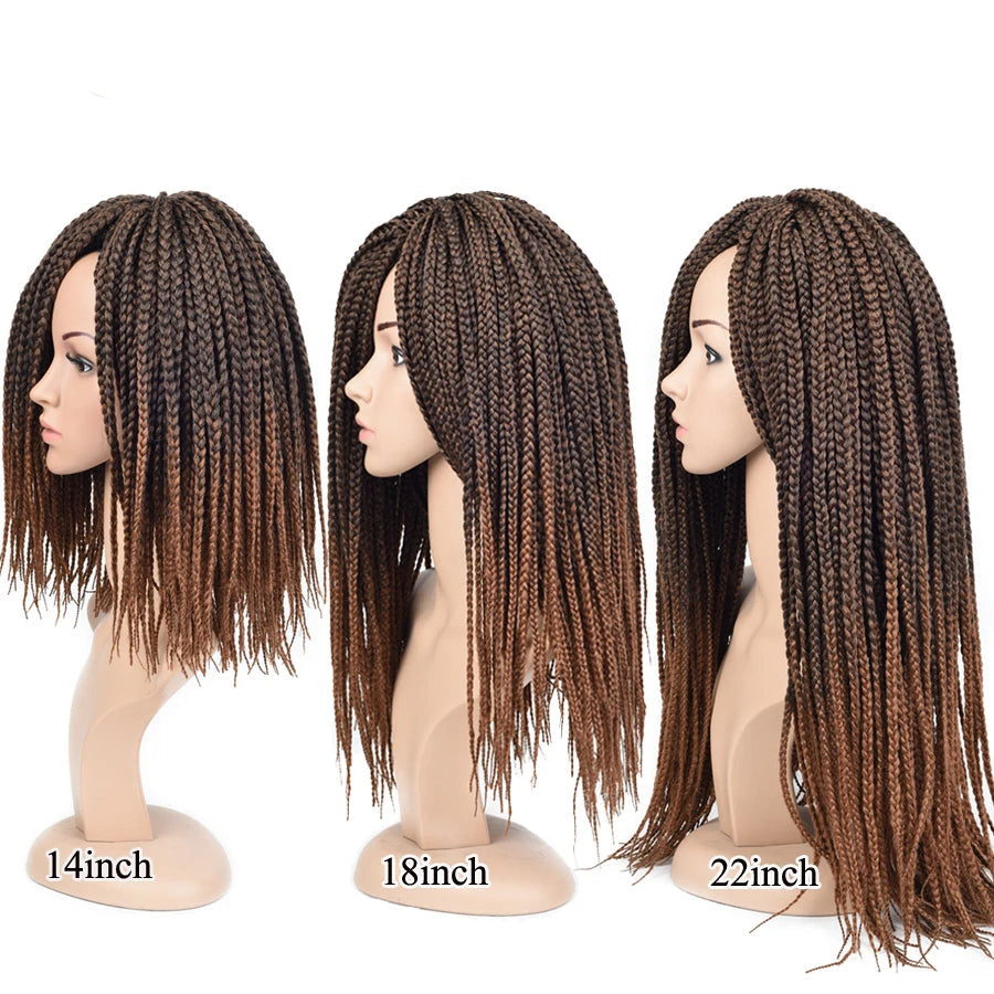 Medium 3X Box Braids Crochet Hair Extensions - 14", 18" & 22" Pre-Looped Ombre Handmade Synthetic Braids - Low Temperature Fiber 22 Strands/Pack Crochet Braids for Women Luxegan 