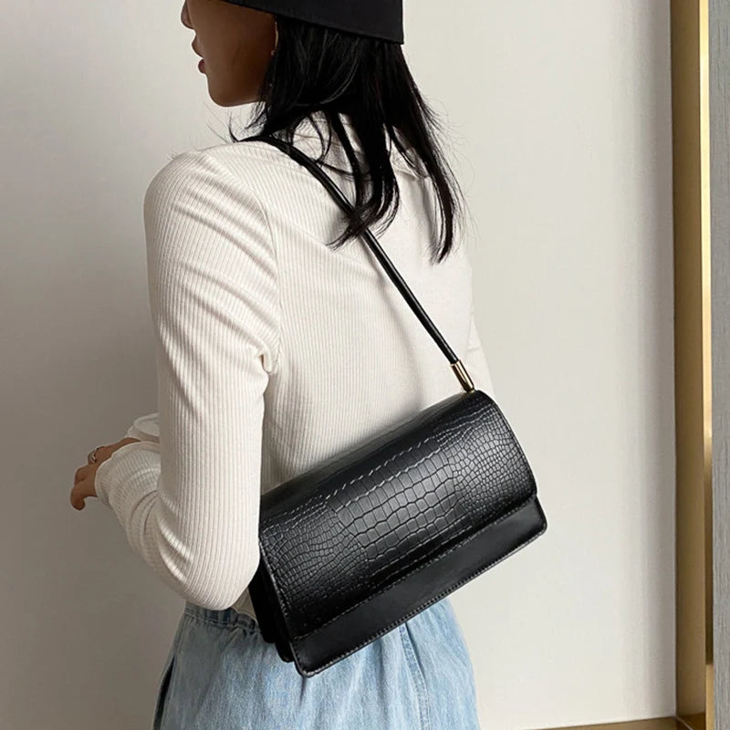 Small Soft PU Leather Handbag | Vintage Armpit Shoulder Bag