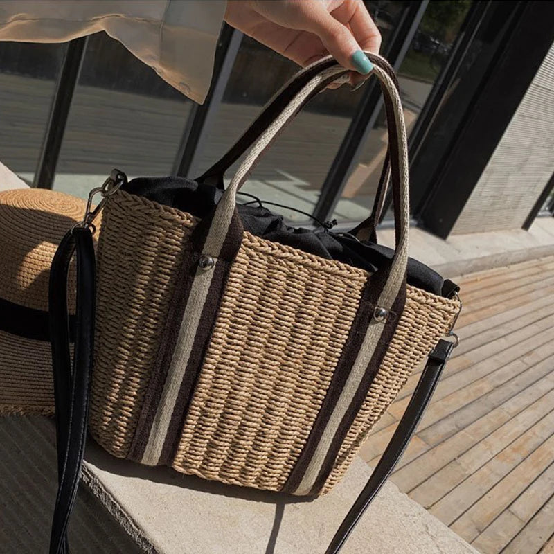 Summer Straw Handbag | Large Capacity Woven Shoulder Bag & Bohemian Beach Tote Luxegan
