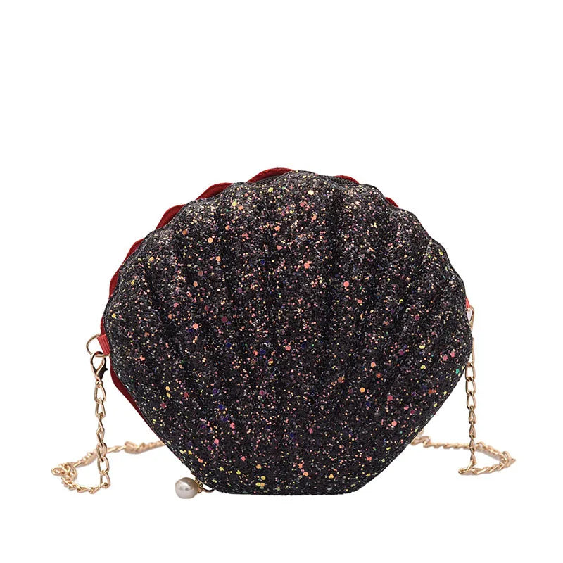 Fashion Sequined Shell Crossbody | Structured PVC Clutch Purse Luxegan