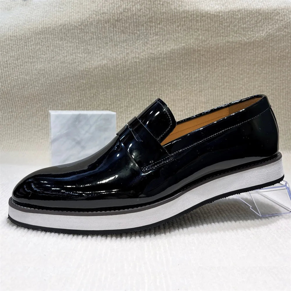 Men's Genuine Leather Formal Loafers | Sophisticated Handmade Pointed Toe Design | Elegant "Hard-Wearing" Business Casual Slip-Ons | "Dignified" All-Season Dress Shoes for Radiant Versatile Styling Luxegan