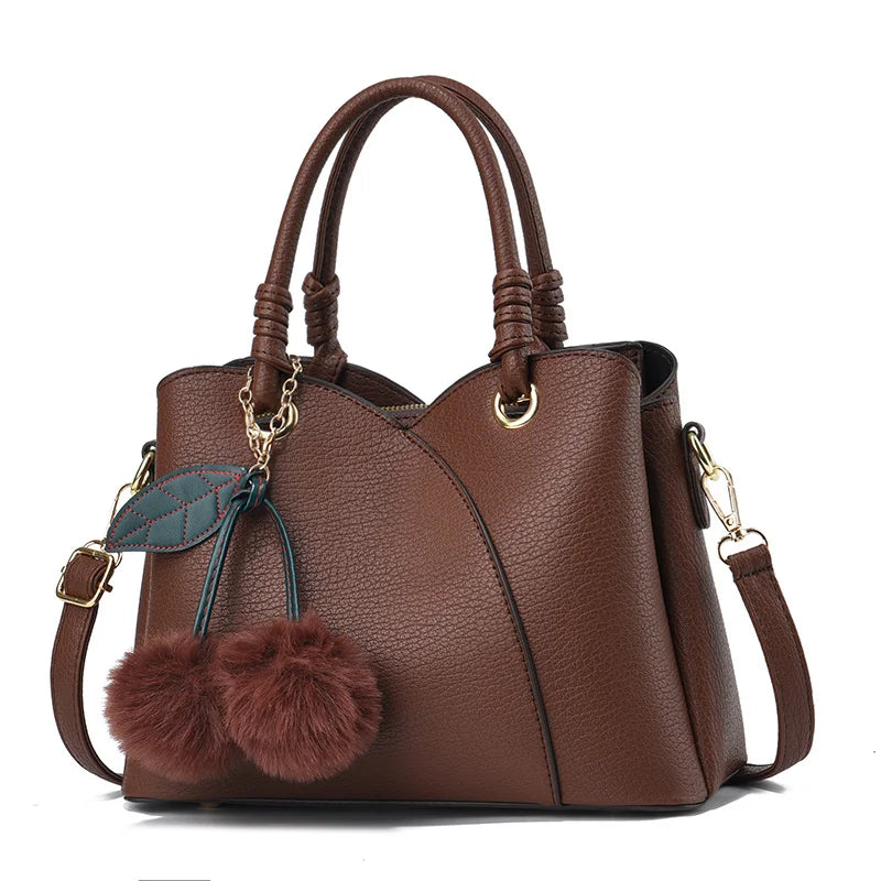 New Retro Large Capacity Women’s Shoulder Bag | Simple & Elegant "Mom Style" Tote | Versatile PU Leather Diagonal Crossbody | Fashionable Leisure Handbag for Women (Model BTL-17909) Luxegan