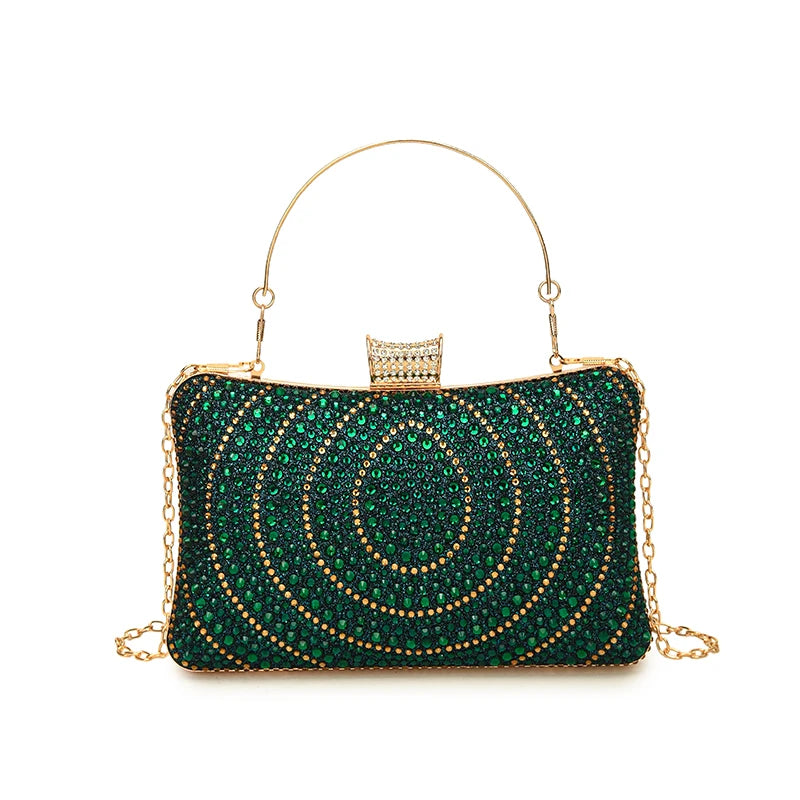 Luxury Women’s Elegant Celebrity Designer Sparkle Clutch | Waterproof Crystal Evening Bag | Fashionable Party Banquet Purse with Crystal Chain (Model A03) Luxegan