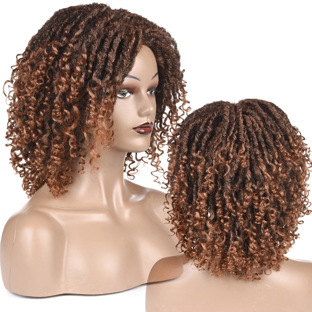 YUNRONG Dreadlock Wig For Black Women 16 inch High Temperature Fiber Dreadlock Ombre Burg Crochet Twist Hair Luxegan