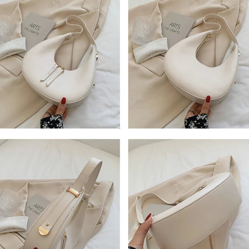 Luxury Half-Moon Underarm Bag for Women | PU Leather Shoulder & Crossbody Bag (Autumn Winter Fashion Armpit Handbag & Purse) Luxegan