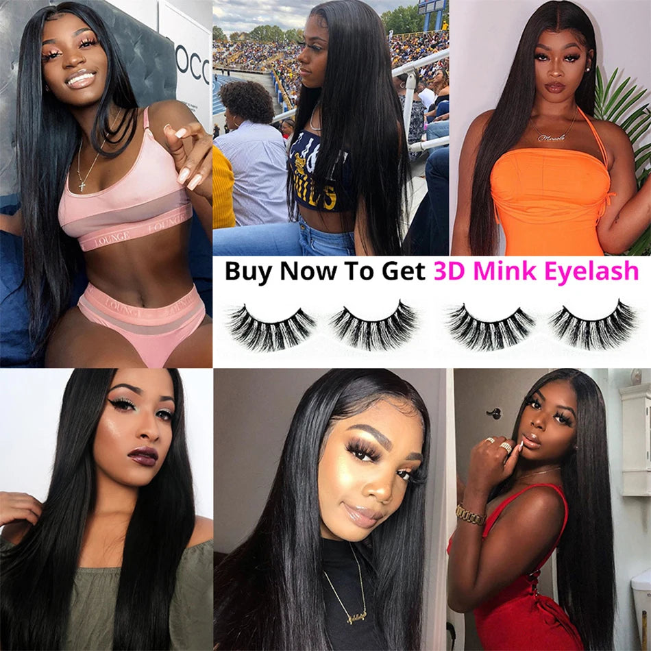 Peruvian Straight Virgin Human Hair Bundles with 13x4 Lace Frontal | 30-Inch Long Straight Bundles with Ear-to-Ear Swiss Lace Closure | Premium 4-Piece Hand-Tied Hair Weaving Multipack Luxegan