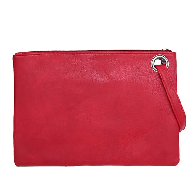 Fashion Solid Women's Clutch Bag Leather Women Envelope Bag Clutch Evening Bag Female Clutches Handbag Free Shipping Luxegan