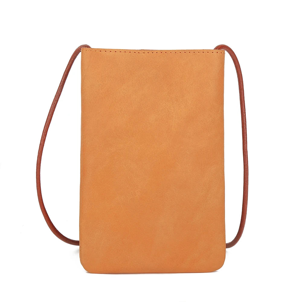 Soft Genuine Leather Phone Pouch | Simple Flap Crossbody Messenger Bag Luxegan