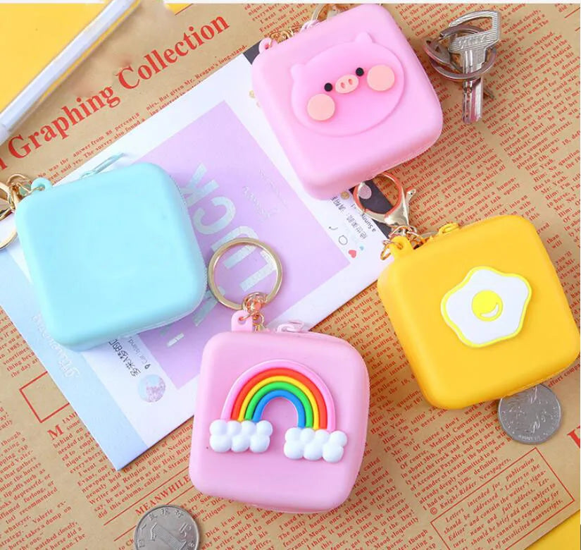 Cute Women Coin Wallet Pendant Keychain | Silicone Round Coins Bag Small Girls Key Bag | Mini Purse Kid Gift Luxegan