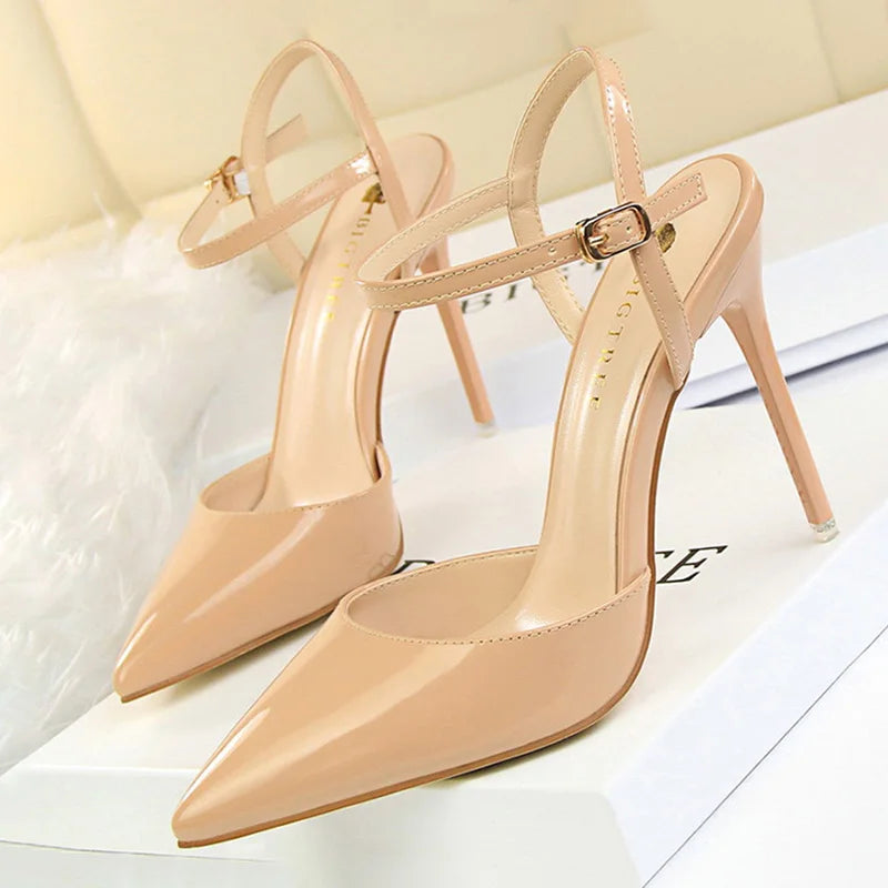 Metallic Patent Leather Stiletto Pumps | Sophisticated Blue & Silver Pointed Toe Heels | Elegant "Super High" Party Sandals | "Dignified" Shallow Mouth Stilettos for Radiant Versatile Styling Luxegan