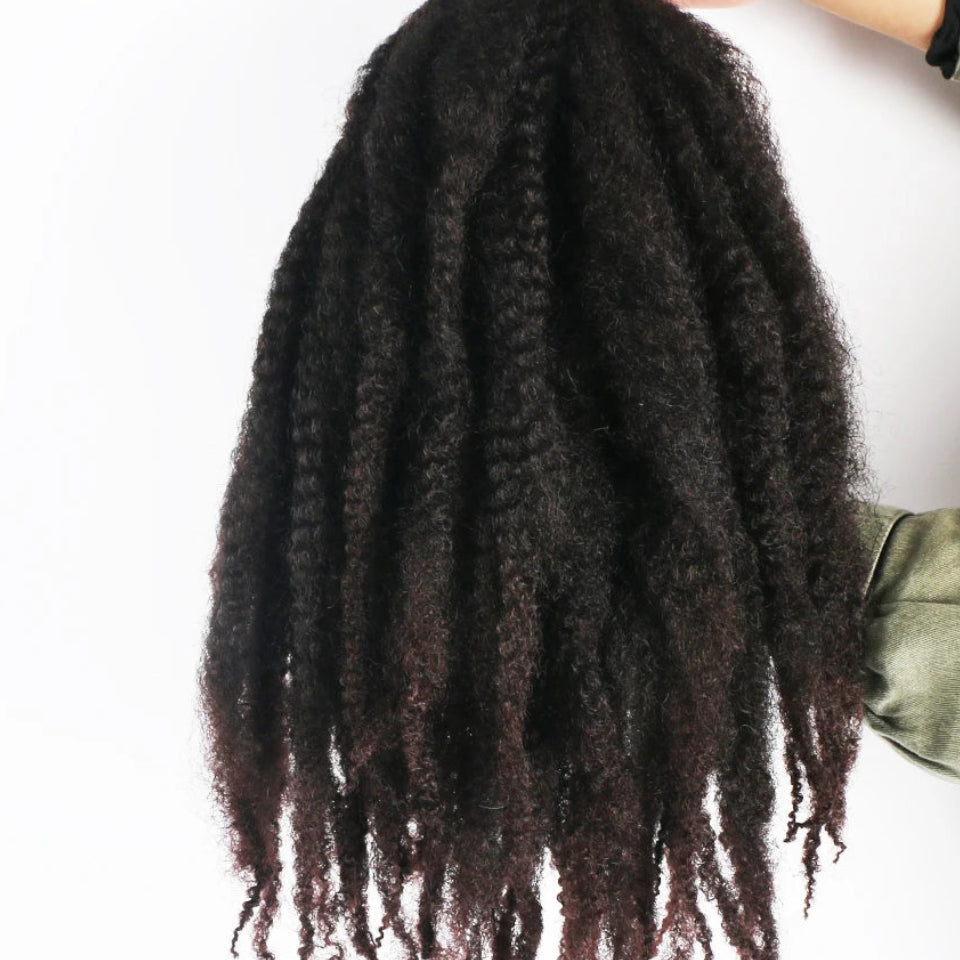18-Inch Afro Kinky Marley Crochet Braiding Hair - Ombre Synthetic Crochet Braids Hair Extensions - High Temperature Fiber Marley Twist Hair for Protective Styles (30 Strands/Pack, 100g) Luxegan