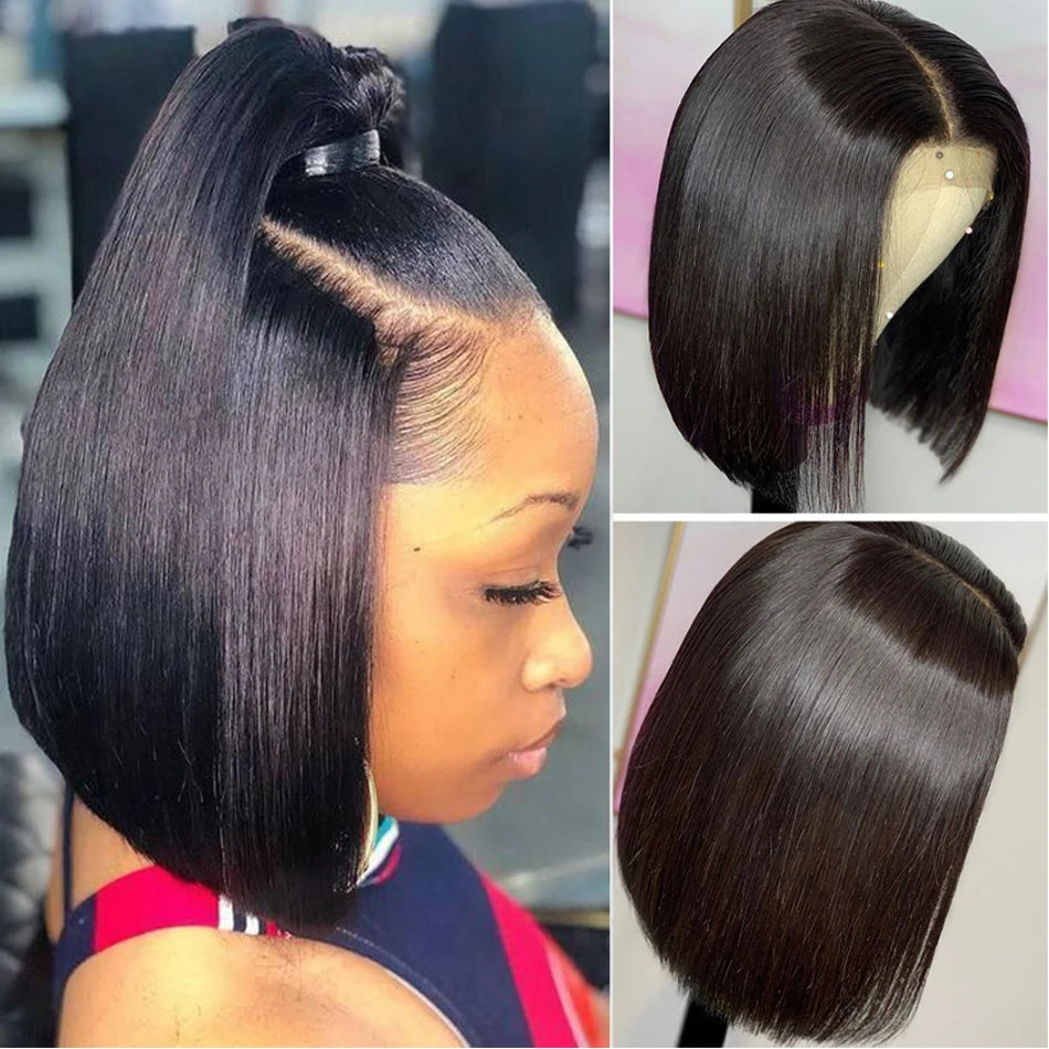 Wear And Go Glueless Bob Wigs 13x4 Bone Straight Lace Front Human Hair Wigs for Women Brazilian Transparent Lace Frontal Wigs