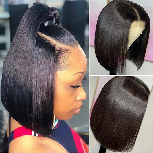 Wear And Go Glueless Bob Wigs 13x4 Bone Straight Lace Front Human Hair Wigs for Women Brazilian Transparent Lace Frontal Wigs