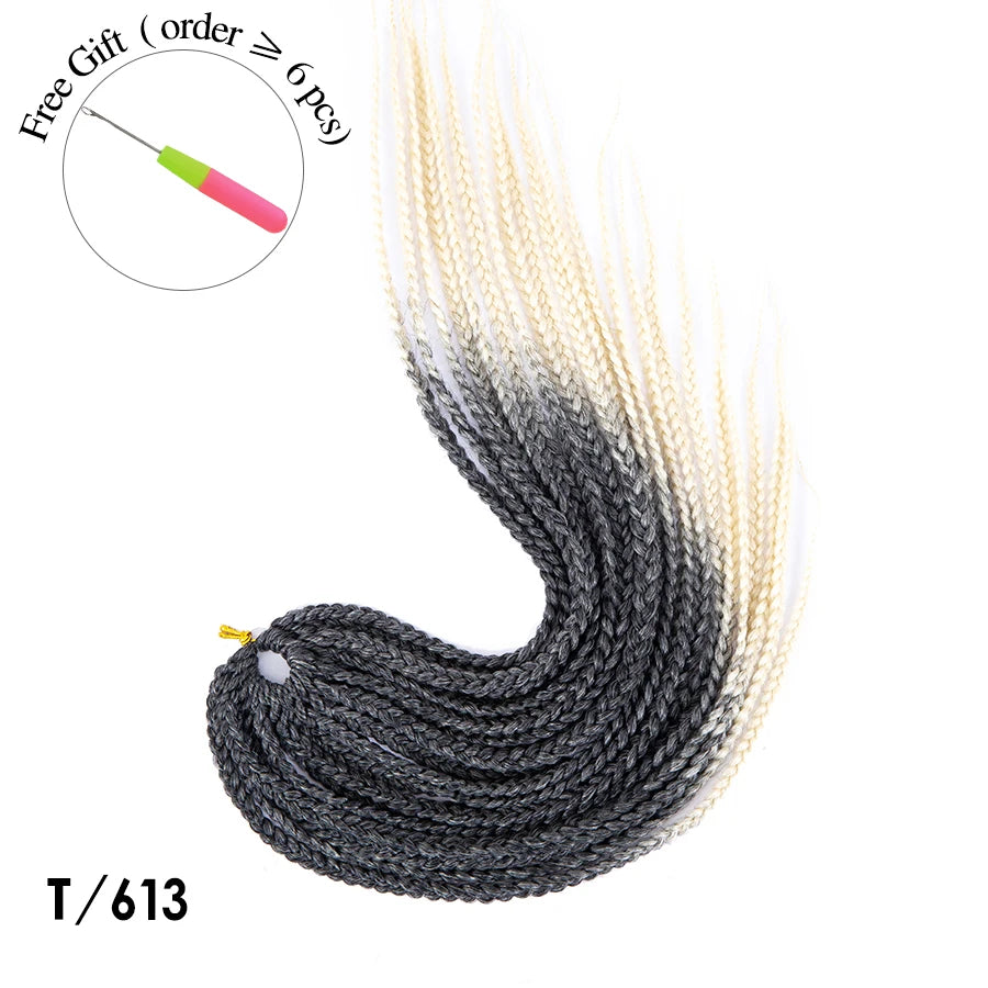 High Quality Ombre Brown & Blonde Synthetic Box Braids Crochet Hair Extensions - 12", 16", 20", 24" & 30" Pre-Looped Braids - High Temperature Fiber 22 Strands/Pack Tangle-Free Crochet Braids Luxegan