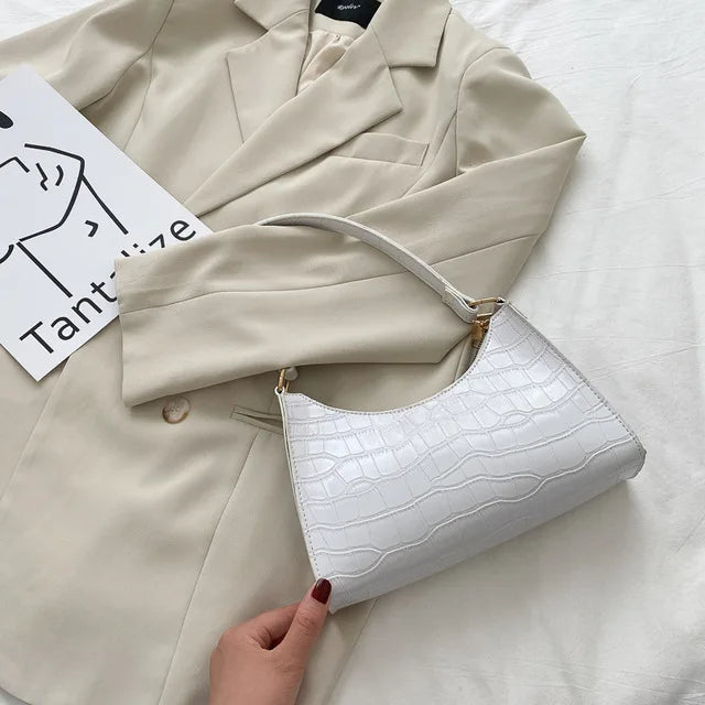 Fashion PU Leather Bags for Women | Alligator Pattern Armpit Handbag & Female Small Underarm Messenger Bag Luxegan