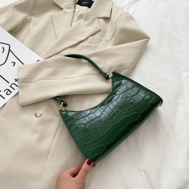 Fashion PU Leather Bags for Women | Alligator Pattern Armpit Handbag & Female Small Underarm Messenger Bag Luxegan