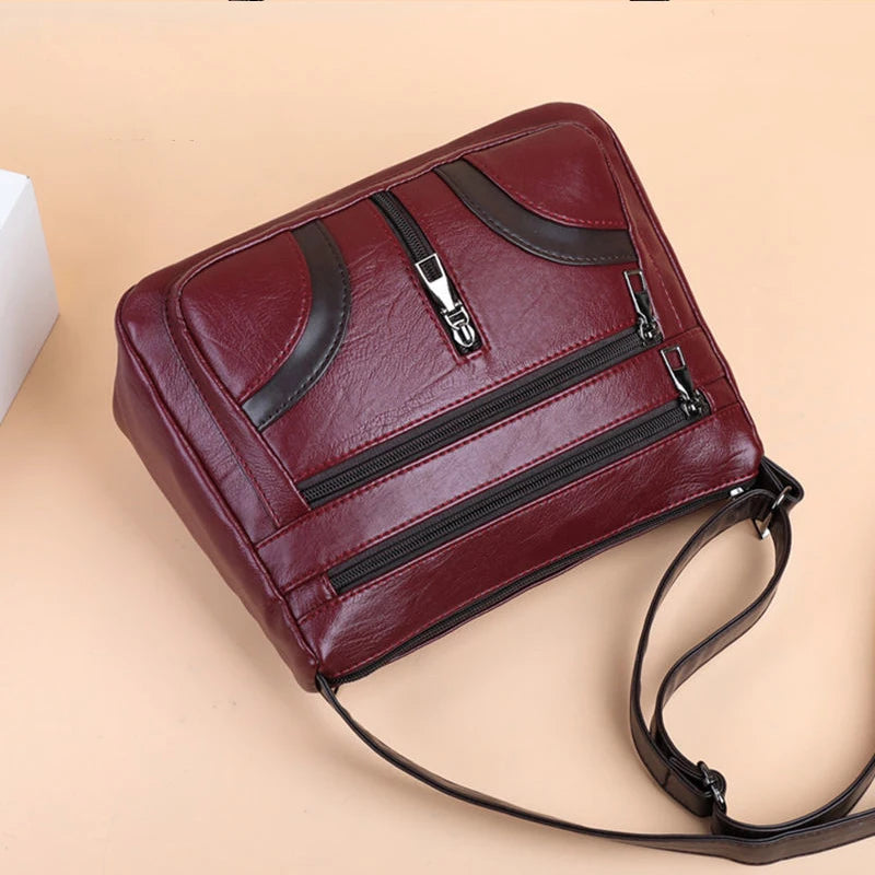 Vintage Shoulder Bag For Women PU Leather Crossbody Bag | Multifunction Messenger Bag Small Square Bag Mommy Handbag sac Luxegan