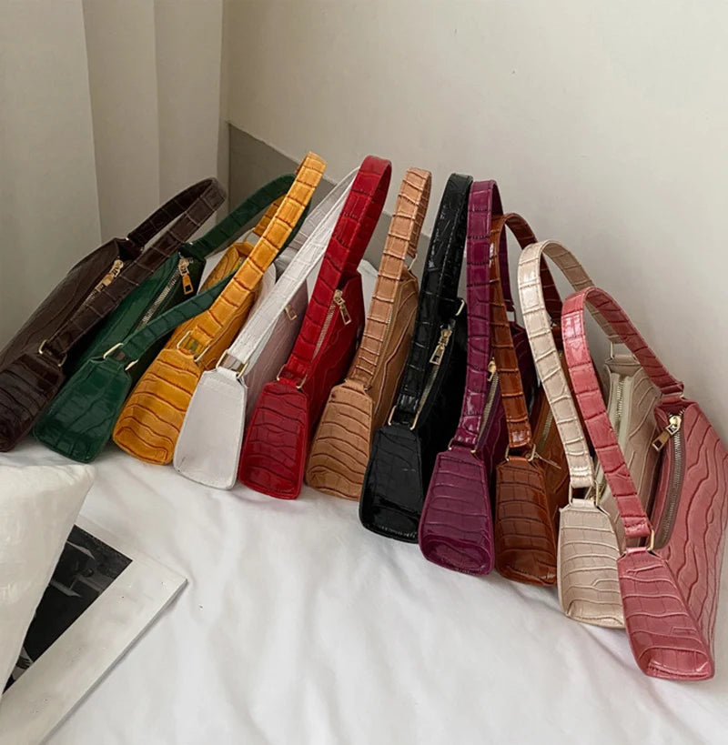 Fashion PU Leather Bags for Women | Alligator Pattern Armpit Handbag & Female Small Underarm Messenger Bag Luxegan