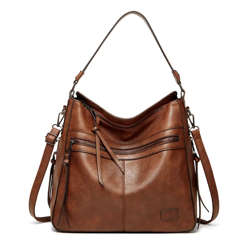 Designer Brand Large Winter Messenger Bag | Women's High-Capacity PU Leather Travel Satchel | Feminine Thread-Pattern Weekend Shoulder Bag (Model HZR-831) Luxegan