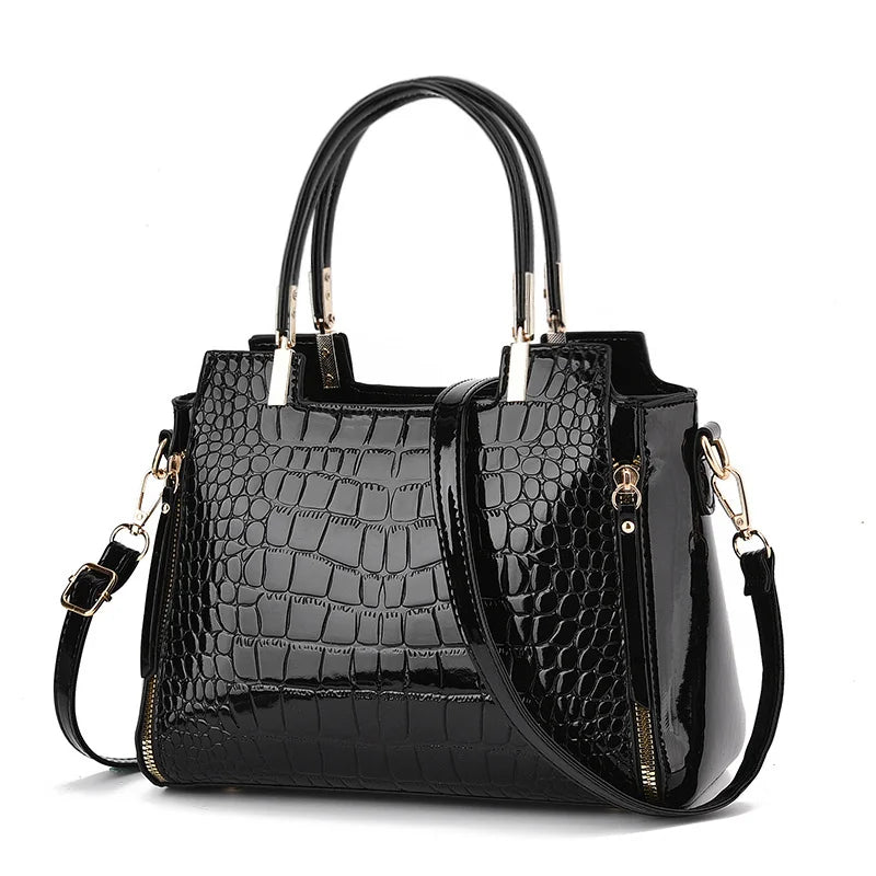 New Crocodile Pattern Large Capacity Shoulder Bag | Versatile Fashion Retro Tote | Simple Elegant Temperament Handbag | High-Quality PU Leather Crossbody Messenger Bag Luxegan