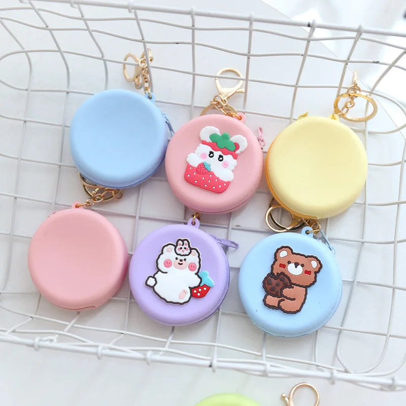 Cute Women Coin Wallet Pendant Keychain | Silicone Round Coins Bag Small Girls Key Bag | Mini Purse Kid Gift Luxegan