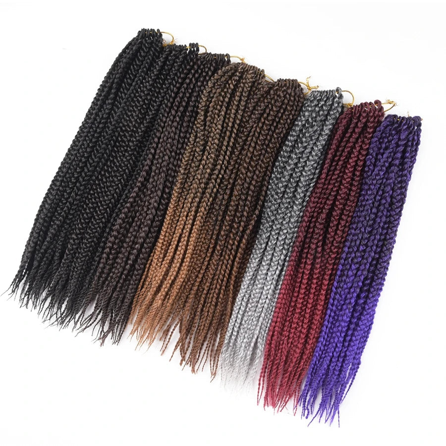 Medium 3X Box Braids Crochet Hair Extensions - 14", 18" & 22" Pre-Looped Ombre Handmade Synthetic Braids - Low Temperature Fiber 22 Strands/Pack Crochet Braids for Women Luxegan