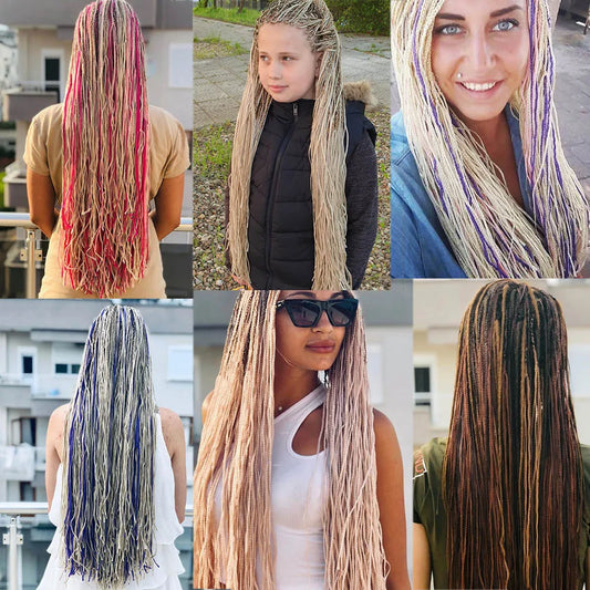 Zizi Box Braids Synthetic Crochet Hair 28in | Thin Box Braids | 22 Colors Luxegan