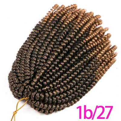 Spring Twist Crochet Braiding Hair 8 Inch – Ombre Synthetic Braid Extensions 30 Strands/Pack (26 Colors)