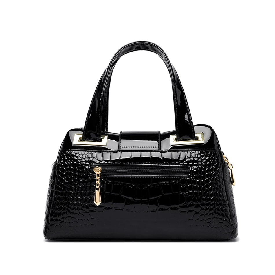 2-Layer Large Capacity Tote Bag | Luxury Handbags Women's Designer Crocodile Pattern Ladies Boston Shoulder Bag (High Quality) Luxegan