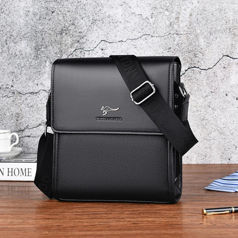 Luxury PU Leather Messenger Bag | Men's Hard Business Office Work Crossbody Briefcase Luxegan